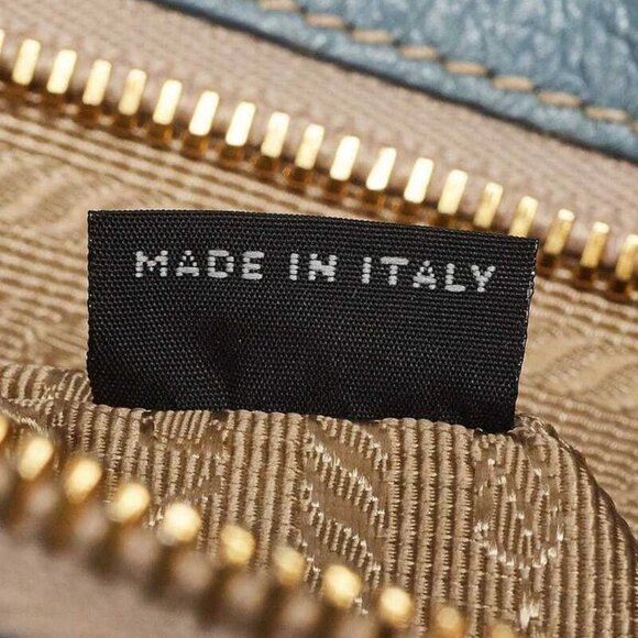 Prada Natural Canvas and Blue Ostrich Tote Bag BN2254 - Picture 9 of 12